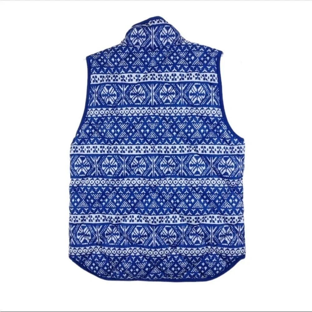 J.Crew Blue Excursion Fair Isle Puffer Vest